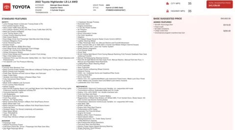 Photos of 2022 Toyota Highlander Hybrid LE for sale in Columbus, OH at Auto Boutique Ohio