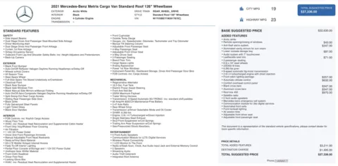 Photos of 2021 Mercedes-Benz Metris Cargo Van Cargo for sale in Columbus, OH at Auto Boutique Ohio