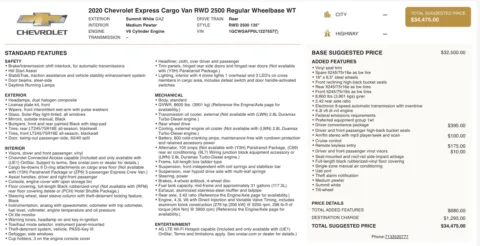 More photos of 2020 Chevrolet Express Cargo Van 2500 at Auto Boutique Ohio, OH