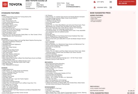 Photos of 2022 Toyota Corolla LE for sale in Columbus, OH at Auto Boutique Ohio