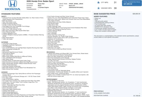 More photos of 2026 Honda Civic Sedan Sport at Auto Boutique Ohio, OH