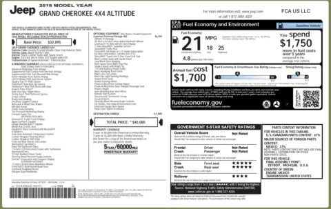 Another view of 2018 Jeep Grand Cherokee Altitude for sale in Columbus, OH at Auto Boutique Ohio