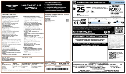 Photos of 2019 Genesis G70 2.0T Advanced for sale in Columbus, OH at Auto Boutique Ohio