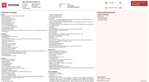 Photos of 2021 Toyota Corolla LE for sale in Columbus, OH at Auto Boutique Ohio