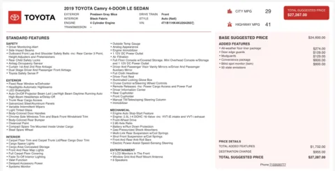 Photos of 2019 Toyota Camry LE for sale in Columbus, OH at Auto Boutique Ohio