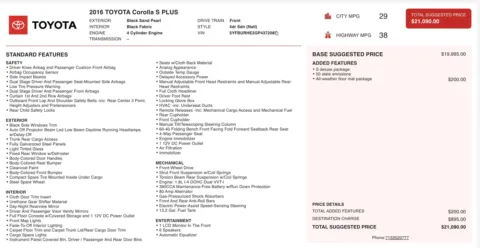 Another view of 2016 Toyota Corolla S Plus for sale in Columbus, OH at Auto Boutique Ohio