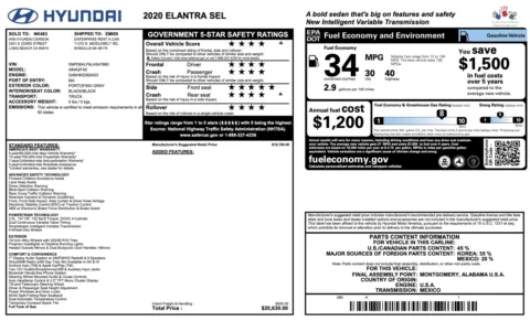 Photos of 2020 Hyundai Elantra SEL for sale in Columbus, OH at Auto Boutique Ohio