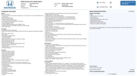 Photos of 2020 Honda Civic Sedan Sport for sale in Columbus, OH at Auto Boutique Ohio