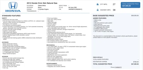 More photos of 2012 Honda Civic COMPRESSED NATURAL GAS at Auto Boutique Ohio, OH