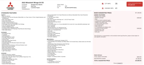 More photos of 2023 Mitsubishi Mirage G4 LE at Auto Boutique Ohio, OH