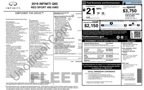 Photos of 2019 INFINITI Q60 RED SPORT 400 for sale in Columbus, OH at Auto Boutique Ohio