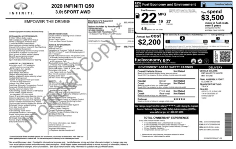 Photos of 2020 INFINITI Q50 3.0t SPORT for sale in Columbus, OH at Auto Boutique Ohio