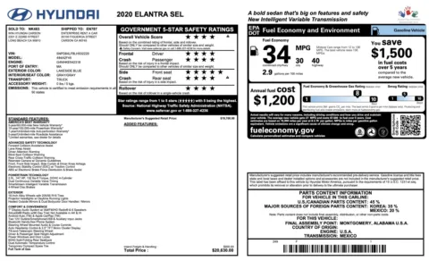 Photos of 2020 Hyundai Elantra SEL for sale in Columbus, OH at Auto Boutique Ohio