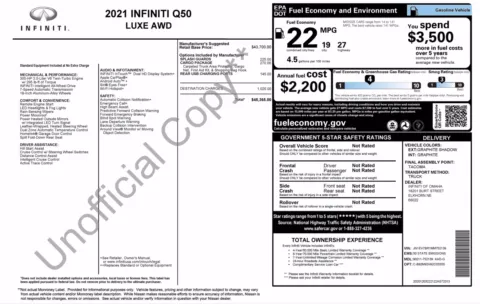 Photos of 2021 INFINITI Q50 3.0t LUXE for sale in Columbus, OH at Auto Boutique Ohio