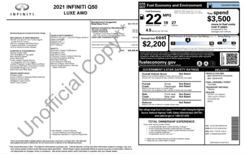 Photos of 2021 INFINITI Q50 3.0t LUXE for sale in Columbus, OH at Auto Boutique Ohio