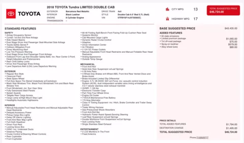 Photos of 2018 Toyota Tundra Limited for sale in Columbus, OH at Auto Boutique Ohio