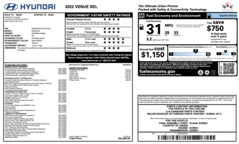 Photos of 2022 Hyundai Venue SEL for sale in Columbus, OH at Auto Boutique Ohio
