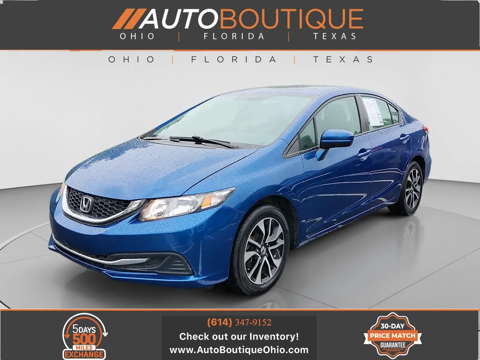 Blue 2015 Honda Civic Sedan EX for sale in Columbus, OH