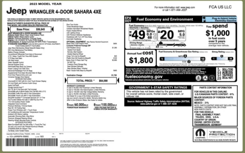 Photos of 2023 Jeep Wrangler 4xe Sahara for sale in Columbus, OH at Auto Boutique Ohio