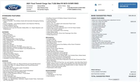 Photos of 2021 Ford Transit Cargo Van 250 for sale in Columbus, OH at Auto Boutique Ohio