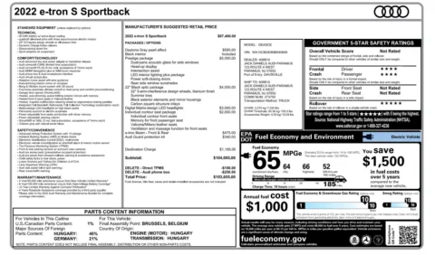 Photos of 2022 Audi e-tron S Sportback Prestige for sale in Columbus, OH at Auto Boutique Ohio