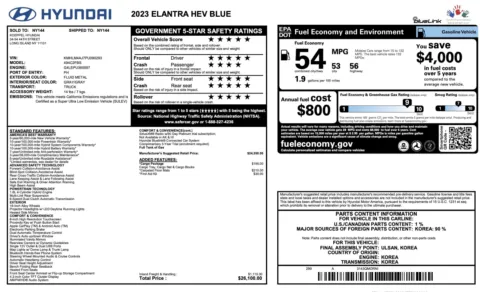 Photos of 2023 Hyundai Elantra Hybrid Blue for sale in Columbus, OH at Auto Boutique Ohio