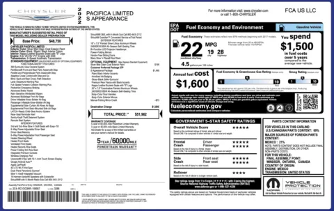 Photos of 2022 Chrysler Pacifica Limited for sale in Columbus, OH at Auto Boutique Ohio