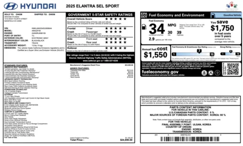 More photos of 2025 Hyundai Elantra SEL Sport at Auto Boutique Ohio, OH