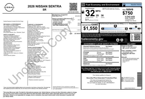 Another view of 2026 Nissan Sentra SR for sale in Columbus, OH at Auto Boutique Ohio