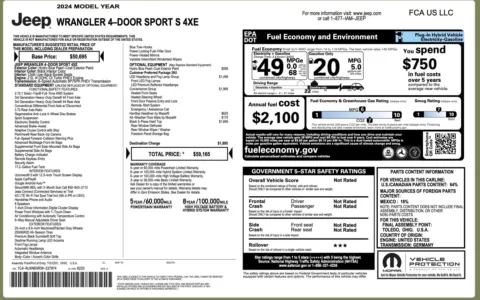 Photos of 2024 Jeep Wrangler 4xe Sport S for sale in Columbus, OH at Auto Boutique Ohio
