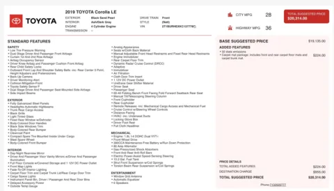 Photos of 2019 Toyota Corolla LE for sale in Columbus, OH at Auto Boutique Ohio