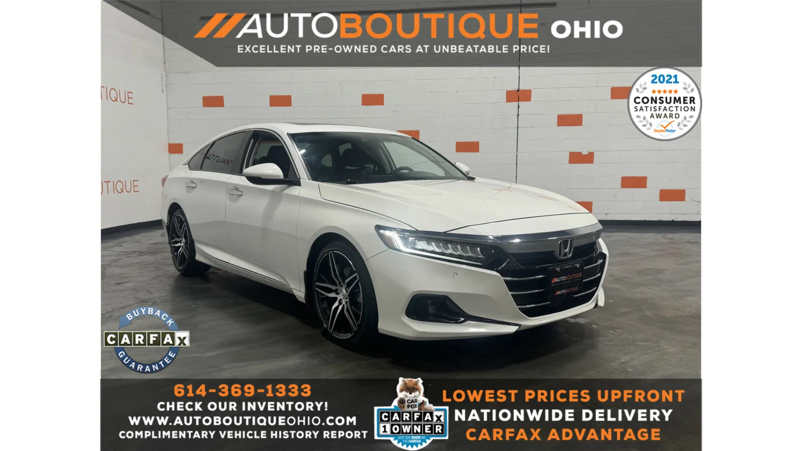 White 2021 Honda Accord Sedan Touring for sale in Columbus, OH