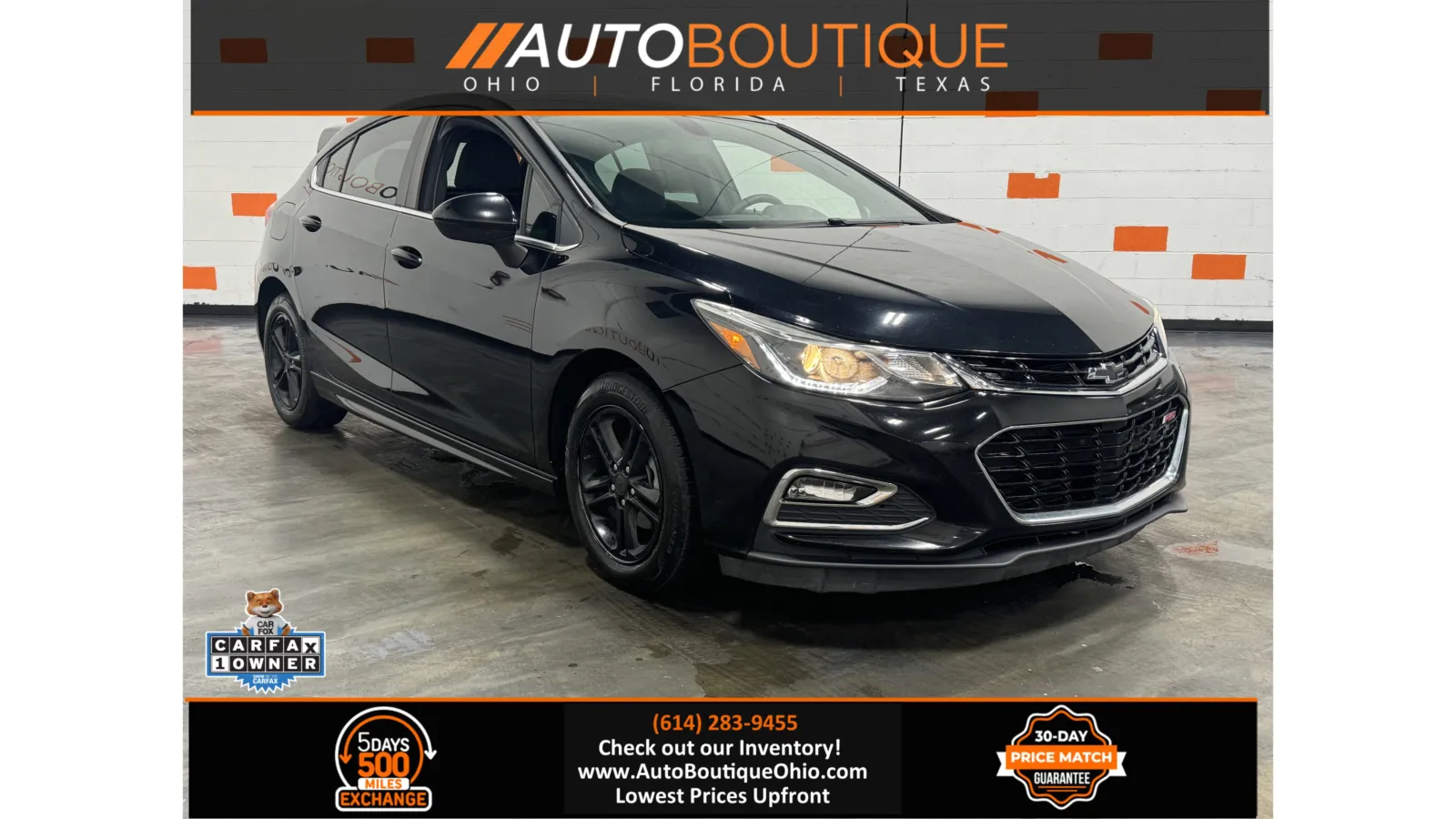 Black 2017 Chevrolet Cruze LT for sale in Columbus, OH