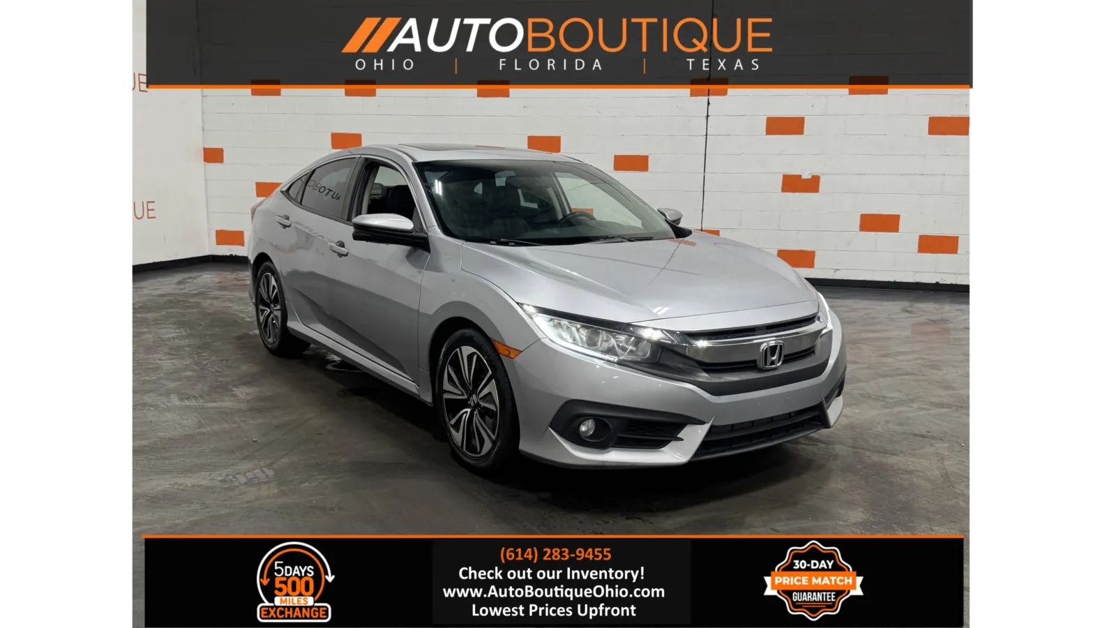 Silver 2017 Honda Civic Sedan EX-L for sale in Columbus, OH