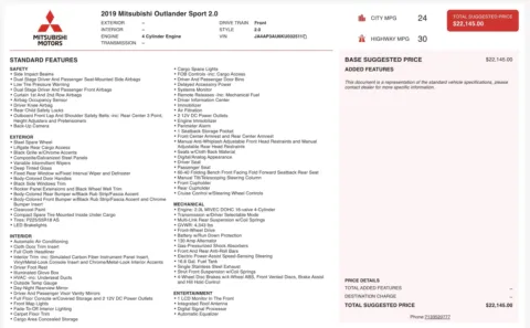 Photos of 2019 Mitsubishi Outlander Sport ES 2.0 for sale in Columbus, OH at Auto Boutique Ohio