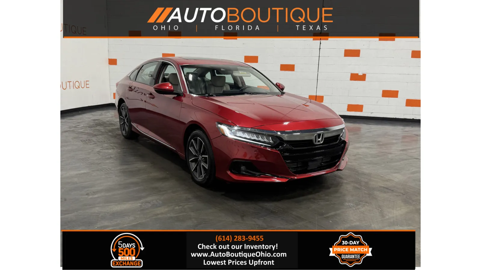 Red 2021 Honda Accord Sedan EX-L for sale in Columbus, OH