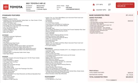 Photos of 2021 Toyota C-HR LE for sale in Columbus, OH at Auto Boutique Ohio
