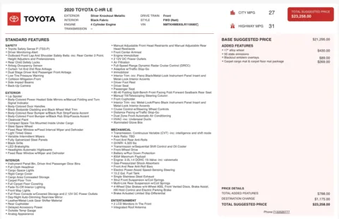 Photos of 2020 Toyota C-HR LE for sale in Columbus, OH at Auto Boutique Ohio