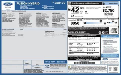 Photos of 2020 Ford Fusion Hybrid SE for sale in Columbus, OH at Auto Boutique Ohio
