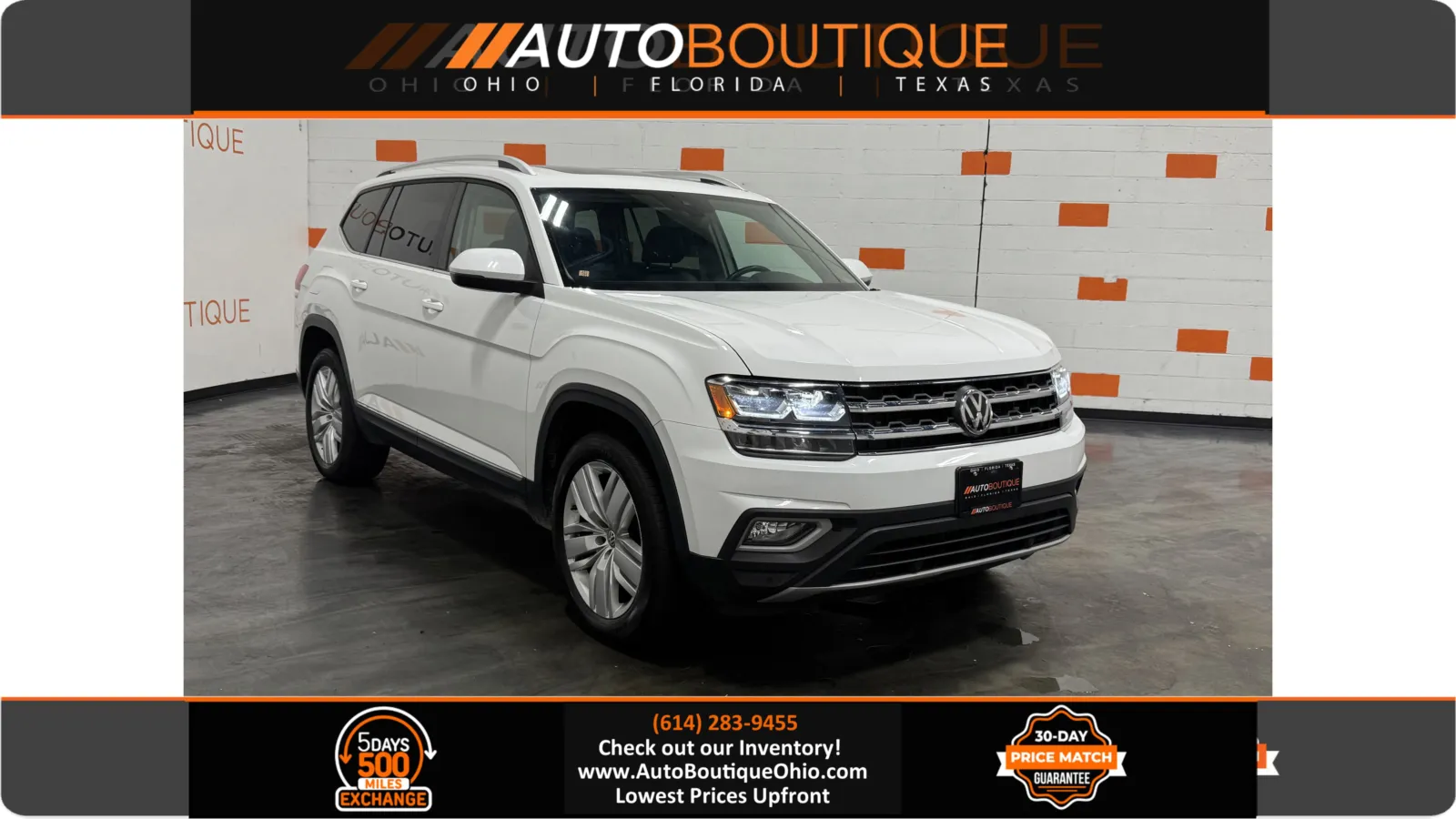 White 2019 Volkswagen Atlas 3.6L V6 SEL for sale in Columbus, OH