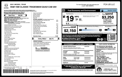 Photos of 2021 Ram 1500 Classic Tradesman for sale in Columbus, OH at Auto Boutique Ohio