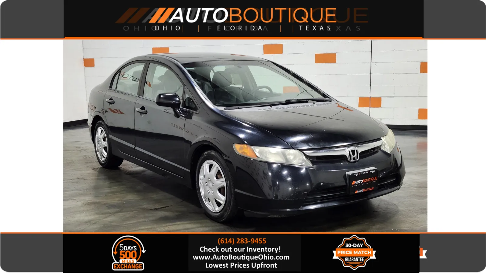 Black 2008 Honda Civic Sdn LX for sale in Columbus, OH