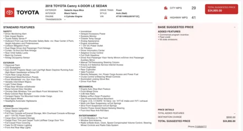 Photos of 2018 Toyota Camry LE for sale in Columbus, OH at Auto Boutique Ohio