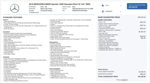 Photos of 2018 Mercedes-Benz Sprinter Cargo Van 2500 for sale in Columbus, OH at Auto Boutique Ohio
