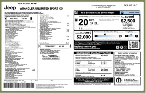 Photos of 2020 Jeep Wrangler Unlimited Sport S for sale in Columbus, OH at Auto Boutique Ohio