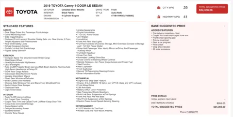 Photos of 2019 Toyota Camry LE for sale in Columbus, OH at Auto Boutique Ohio