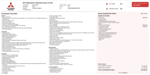 Photos of 2019 Mitsubishi Outlander Sport ES 2.0 for sale in Columbus, OH at Auto Boutique Ohio