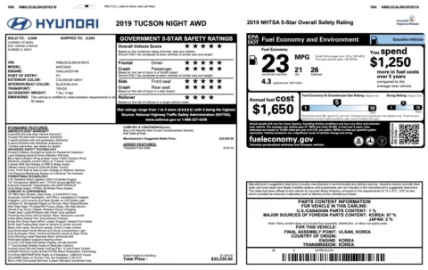 Photos of 2019 Hyundai Tucson Night for sale in Columbus, OH at Auto Boutique Ohio