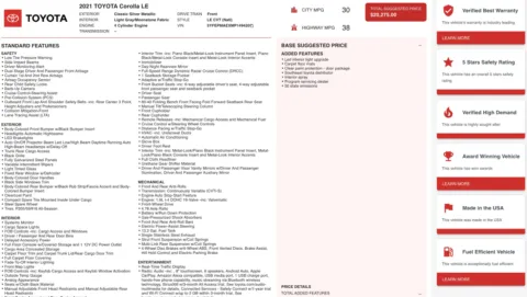 Photos of 2021 Toyota Corolla LE for sale in Columbus, OH at Auto Boutique Ohio