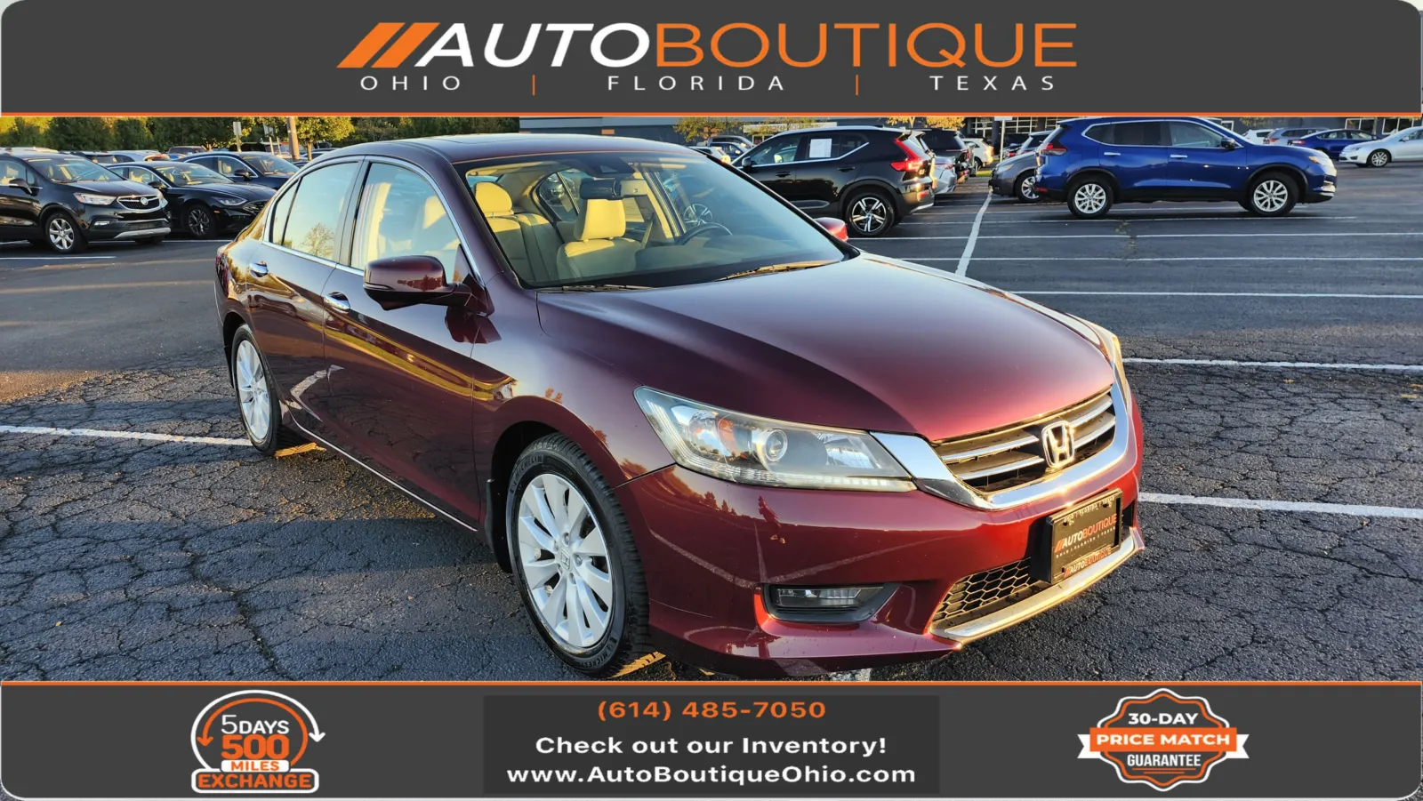 Red 2014 Honda Accord Sedan EX-L for sale in Columbus, OH